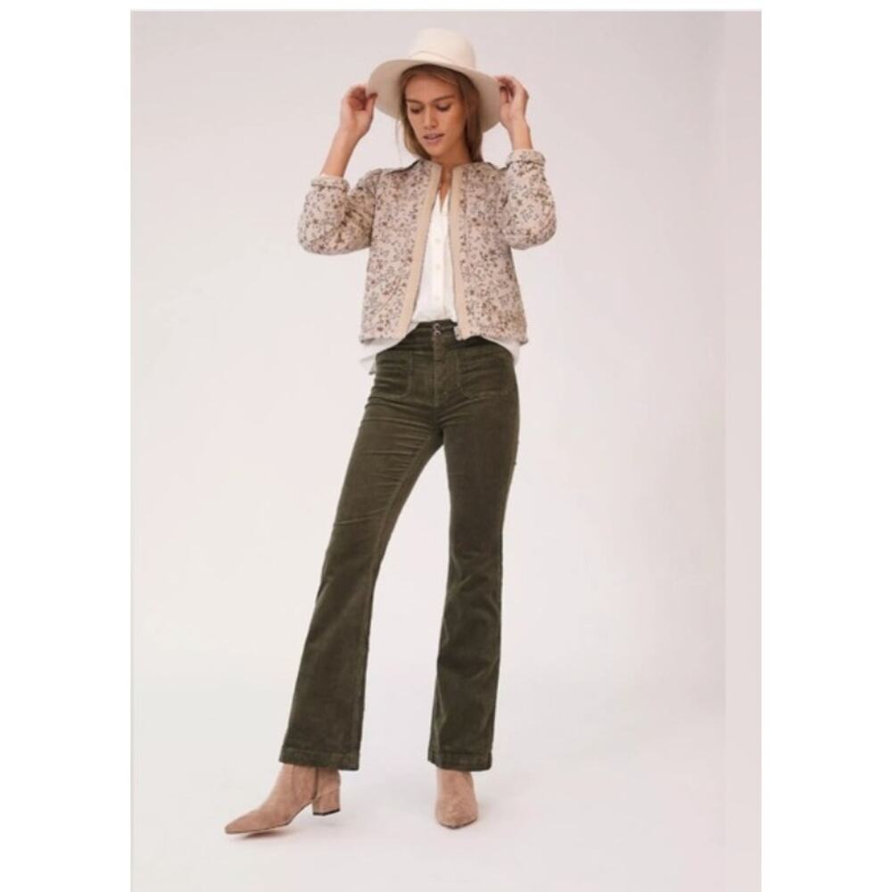 Anthropologie Pilcro High-Rise Bootcut Corduroy Pants Size 27 Moss Green